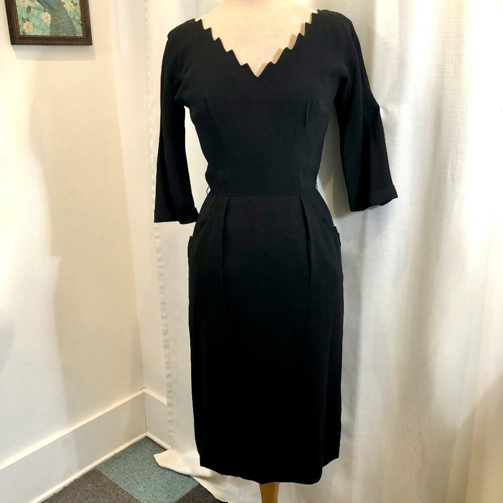 Nettie Rosenstein Little Black Dress Vintage 1950s I. Magnin & Co.